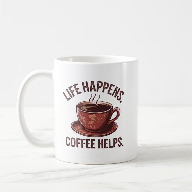 Caneca De Café Arte de palavras da vida de café engraçado (Esquerda)