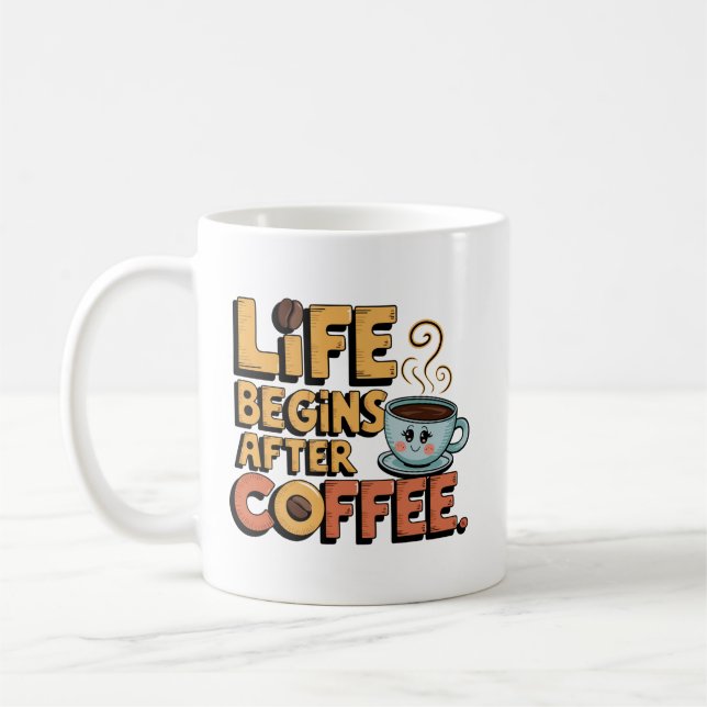 Caneca De Café Arte de palavras da vida de café engraçado (Esquerda)