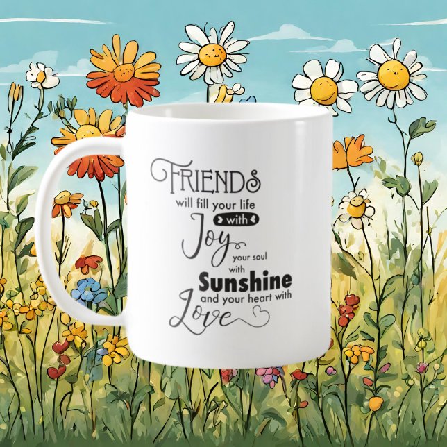 Caneca De Café Arte de palavras dos melhores amigos (Criador carregado)