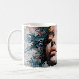 Caneca De Café Arte de Parede de Mulher Floral Abstrata de Luxo