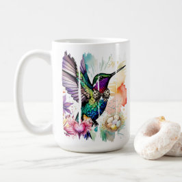 Caneca De Café Arte de Pássaro com Pinceladas