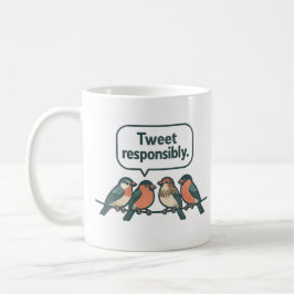 Caneca De Café Arte de Pássaro Engraçado para Tweet Responsável