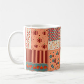 Caneca De Café Arte de Patchwork de Folha de Outono e Bolota