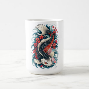 Caneca De Café Arte de Peixe Koi Japonês Manga Longa