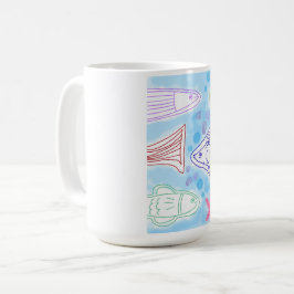 Caneca De Café Arte de peixes à beira-mar