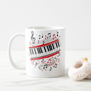 Caneca De Café Arte de Piano de Teclado "Notas de Teclado" Músico