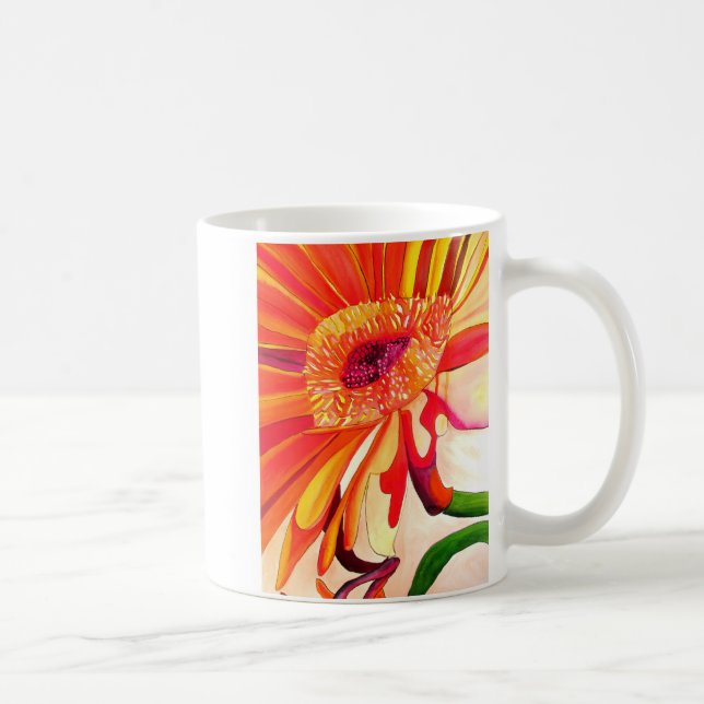 Caneca De Café Arte de pintura a aquarela de flor vermelha gerber (Direita)