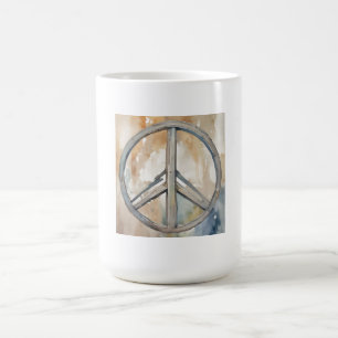 Caneca De Café Arte de Pintura de Aquarela com Sinal de Paz