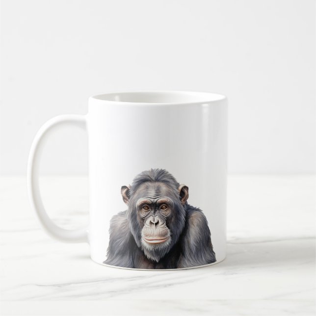 Caneca De Café Arte de pintura de macacos-chimpanzé-aquarela (Esquerda)