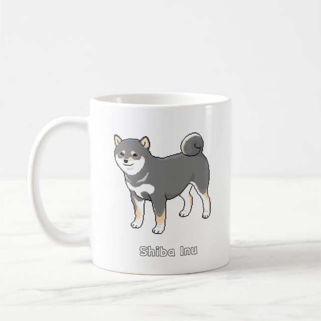 Caneca De Café Arte de pixel preto e bronzeado Shiba Inu (Esquerda)