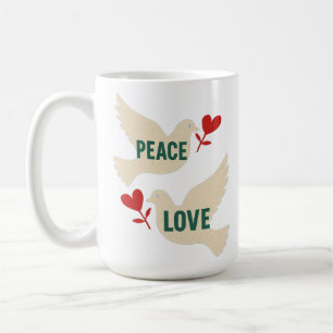 Caneca De Café Arte de Pombo Vintage Paz e Amor com Motivo de Cor