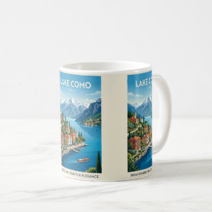 Caneca De Café Arte de Poster de Viagem Antiga do Lago Como Itáli