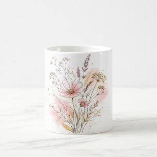 Caneca De Café Arte de Presente de Aniversário de Flor Silvestre