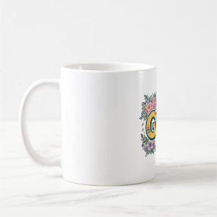 Caneca De Café Arte de Presente de Tipografia Floral Retro Gigi