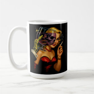 Caneca De Café Arte de Quadrinhos de Terror Vintage – Esqueleto F