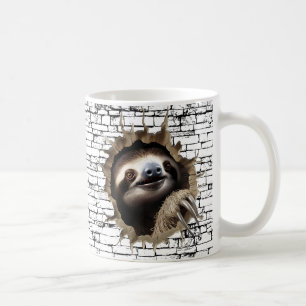 Caneca De Café Arte de Quebra de Parede de Preguiça 3D – Safari R