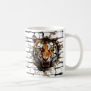 Caneca De Café Arte de Quebra de Parede de Tigre 3D – Safari Real