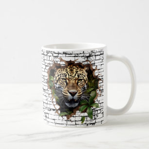 Caneca De Café Arte de Quebra de Parede Leopardo 3D – Safari Real
