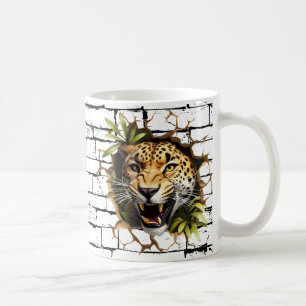 Caneca De Café Arte de Quebra de Parede Leopardo 3D – Safari Real
