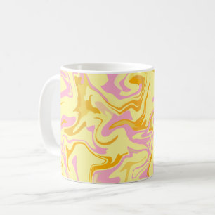Caneca De Café Arte de Redemoinho Abstrato com Amarelo, Rosa e La