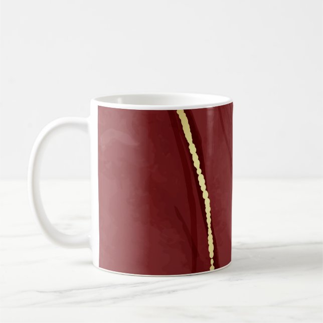 Caneca De Café Arte de resina, fundo abstrato de marsala vermelho (Esquerda)
