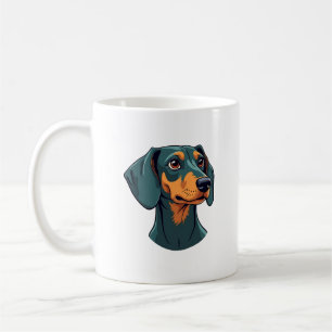 Caneca De Café Arte de retrato de Dachshund vintage Ilustração de