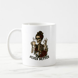 Caneca De Café Arte de Rosa Esqueleto de Café Vintage