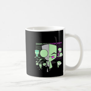 Caneca De Café Arte de Rosto Dividido Techno Grid Doom Gir Invade