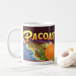 Caneca De Café Arte de rótulo de caixa de frutas vintage, laranja