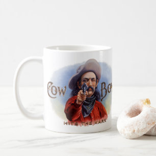 Caneca De Café Arte de Rótulo de Charuto Antigo, Cowboy Acerta o 