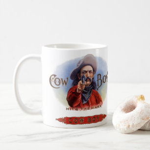 Caneca De Café Arte de Rótulo de Charuto Antigo, Cowboy Acerta o 