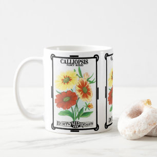 Caneca De Café Arte de rótulo de pacote de sementes vintage, flor