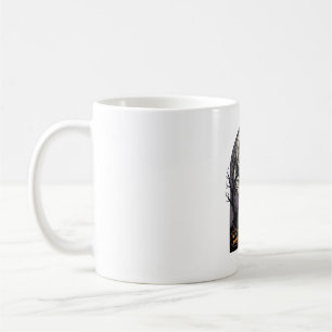 Caneca De Café Arte de Silhueta de Lua de Cabra Assombrada Vintag