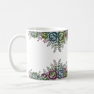 Caneca De Café Arte de Suculentas Elegantes
