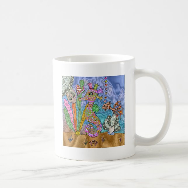 Caneca De Café Arte de Tartaruga Marinha Psicodélica (Direita)