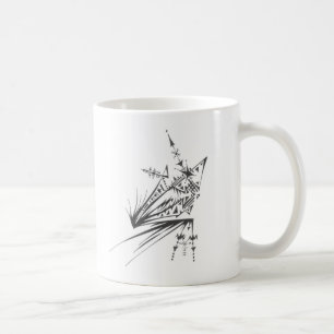 Caneca De Café Arte de Tatuagem Tribal Abstrato Preto Branco Estr