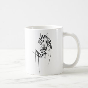 Caneca De Café Arte de Tatuagem Tribal Abstrato Preto Branco Favo