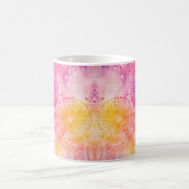 Caneca De Café Arte de Tie Dye Arco-íris (Centro)