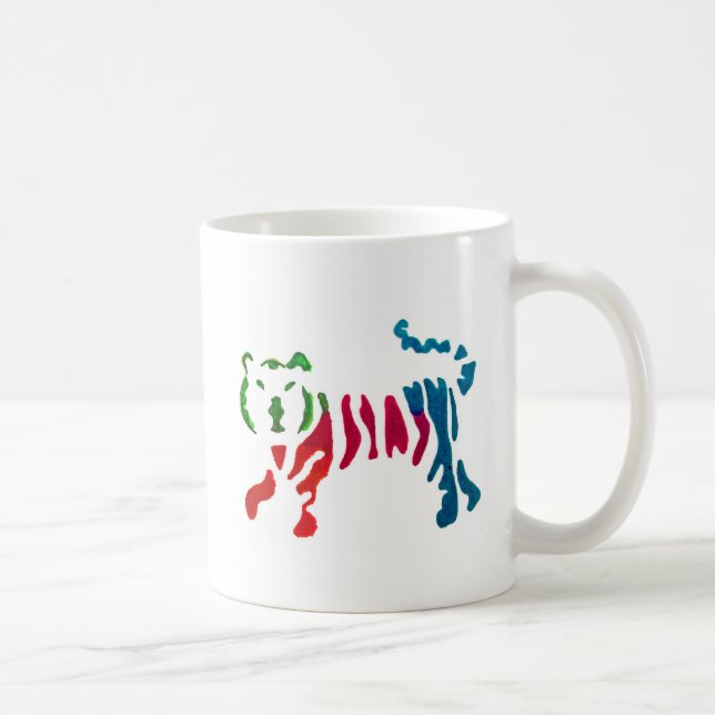 Caneca De Café Arte de tigre listrado arco-íris (Direita)