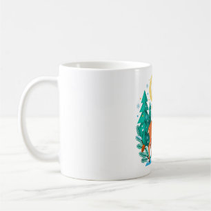 Caneca De Café Arte de Veado na Floresta de Pinheiros Nevada à No