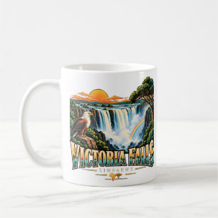 Caneca De Café Arte de Viagem das Cataratas Vitória Vintage Zimbá