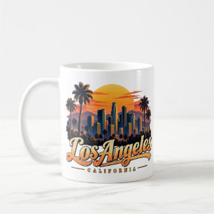 Caneca De Café Arte de Viagem de Los Angeles Califórnia Antigo