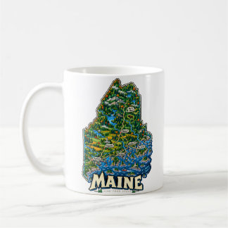 Caneca De Café Arte de Viagem Desenhada à Mão do Maine