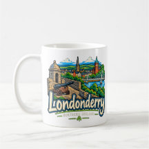 Arte de Viagem Desenhada à Mão Londonderry Irlanda