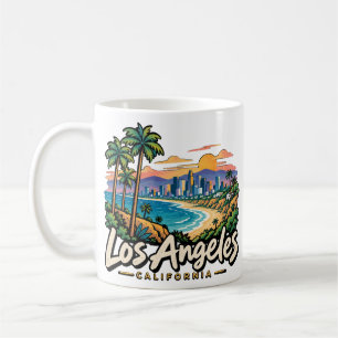 Caneca De Café Arte de Viagem Desenhada à Mão Los Angeles Califór