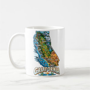 Caneca De Café Arte de Viagem Desenhada à Mão Marco da Califórnia