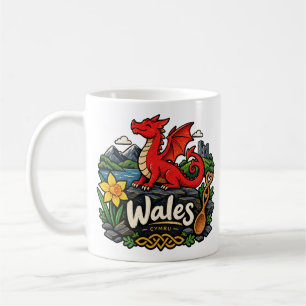 Caneca De Café Arte de Viagem Desenhada à Mão Marco Wales