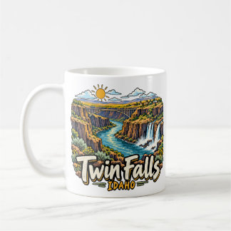 Caneca De Café Arte de Viagem Desenhada à Mão Twin Falls Idaho Ma