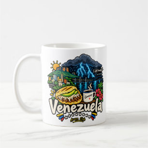 Caneca De Café Arte de Viagem Desenhado à Mão Marco de Venezuela