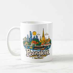 Caneca De Café Arte de Viagem do Marco de Banguecoque, Tailândia,